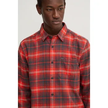 Pánská košile Bavlněná košile Volcom červená barva, regular, s klasickým límcem, A0532407 33X, vel. S