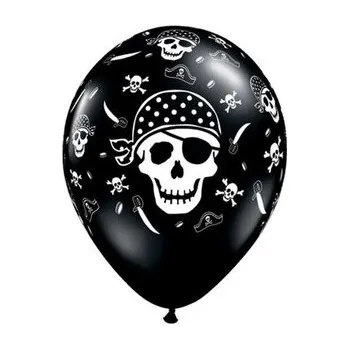 Balony lateksowe Czaszka Pirata pastel czarn 25szt