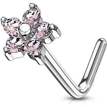 Piercing Šperky4U Zahnutý piercing do nosu - kytička - N0083-P