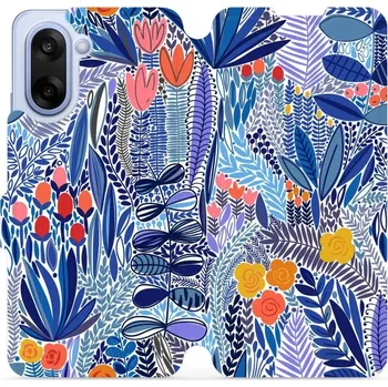 Pouzdro na mobilní telefon Flipové pouzdro Mobiwear - OnePlus Nord CE5 - MP03P Modrá květena (Knížkové flip pouzdro, obal, kryt na mobil OnePlus Nord CE 5 - MP03P Modrá květena, materiál Umělá kůže + TPU - ochrana 360°, stojánek, silikonová vanička, magnetické zavírání)