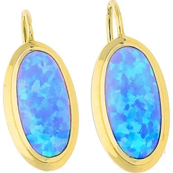 Náušnice Goldstore Zlaté náušnice oválný modrý opál Váha: 3.46 g