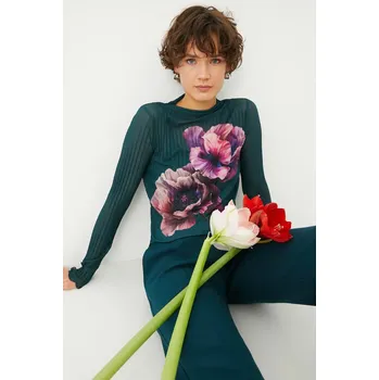 Tričko s dlouhým rukávem Medicine tyrkysová barva, s pologolfem RS25.BUD300 69X, vel. L