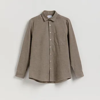 Reserved - Košile regular fit z egyptské bavlny - pudrově hnědá - TH538-98P - TH538-98P-S