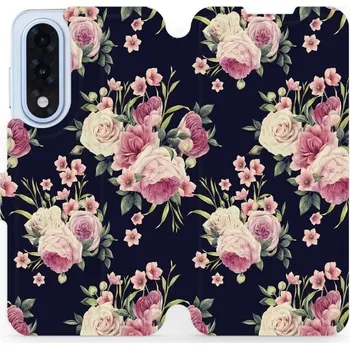 Pouzdro na mobilní telefon Flipové pouzdro Mobiwear - OnePlus Nord 5 - V068P Růžičky (Knížkové flip pouzdro, obal, kryt na mobil OnePlus Nord 5 - V068P Růžičky, materiál Umělá kůže + TPU - ochrana 360°, stojánek, silikonová vanička, magnetické zavírání)