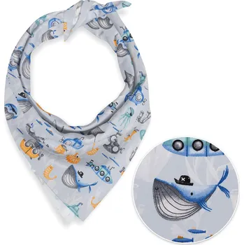 Šátek Dětský bavlněný šátek Sandra SA-673 Podmořský svět modrý 45 x 45 cm