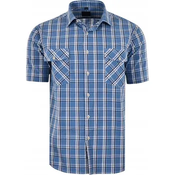 Pánská košile 45/46 KOŠILE KOSTKOVANÁ MODRÁ KRÁTKÝ RUKÁV