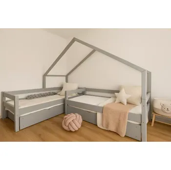 Dětská postel MAXIDO Domečková postel pro dvě děti Dita 200 x 90 cm bílá