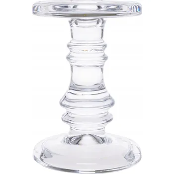 Svícen Vysoký SKLENĚNÝ SVÍCEN 35 cm LAMPION kovový RÁMEČEK STŘÍBRNÝ home&you epoch