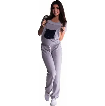 Těhotenská móda Be MaaMaa Těhotenské teplákové zahradníky - šedé, Velikosti těh. moda XL (42)