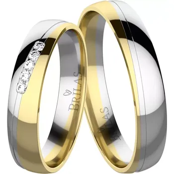Prsten Evelyn Colour GW - lesklé snubní prsteny z bílého a žlutého zlata
