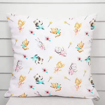 Povlak na dekorativní polštářek Dětský bavlněný povlak na polštář Sandra SA-671 Zvířátka baletky na bílém 40 x 40 cm