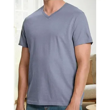 Pánské tričko Sinsay - Tričko basic s výstřihem do V - levandulová - 537EY-04X - 537EY-04X-S