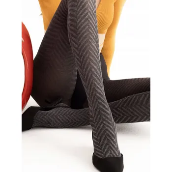 Dámské oblečení Punčocháče vzorované Fiore Tweed Dreams 40den černé Black velikost 4