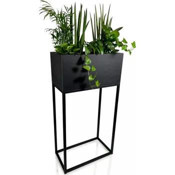 Květináč Černý vysoký kovový květináč LOFT FIORINO 42X22X80 cm