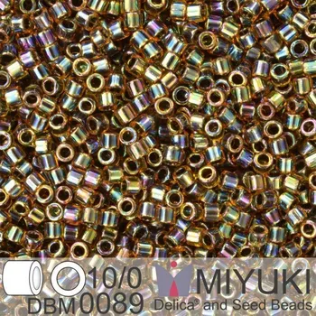 Korálek Korálky Miyuki Delica 10/0. Barva Blue Lined Lt Topaz AB DBM0089. Balení 5g.