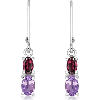 Náušnice Duria S Ametyst - stříbrné náušnice s ametystem a rhodolitem