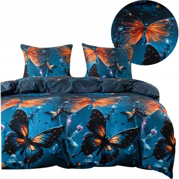 Povlečení Povlečení 200x220 cm 3dílná sada povlaků 70x80 cm saténové Maria motýli