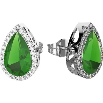 Náušnice Ace Silver Green - stříbrné náušnice se zirkony