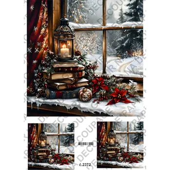 Výtvárné potřeby Rýžový a soft papír na decoupage - Zima, okno, vánoce - KB2372 Materiál: Rýžový papír, Rozměr: A4