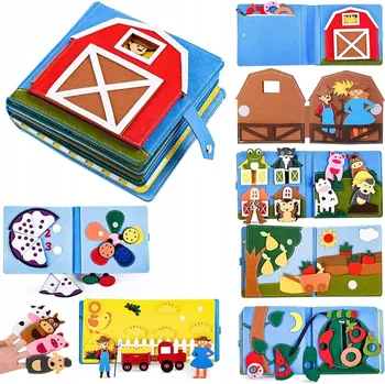 Hračka pro nejmenší FILCOVÁ MONTESSORI SENZORICKÁ EDUKAČNÍ KNIŽKA 3D PRO DĚTI - FARMA