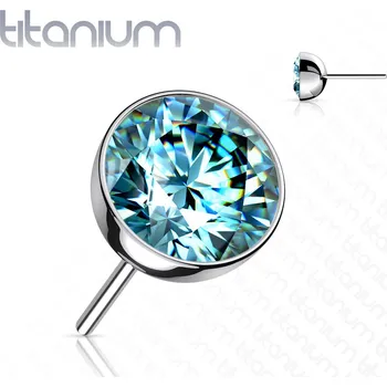 Piercing Atreya Titanová koncovka se zirkonem - bezzávitová Barva: Aqua, Velikost koncovky: 4