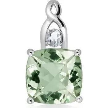 Přívěsek Ron S Green Amethyst and White Topaz - stříbrný přívěsek se zeleným ametystem a bílým topazem