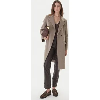 Dámský kabát ViCOLO Vlněný kabát TF0073 Hnědá Regular Fit L