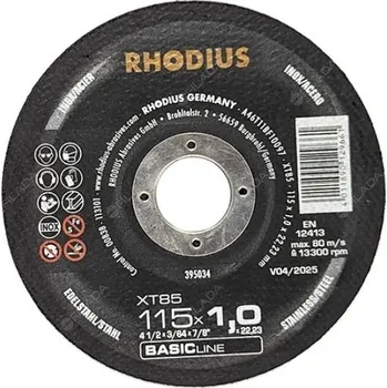 Brusný kotouč Rhodius řezný kotouč na ocel a nerez XT85 115x1,0x22 BASIC line