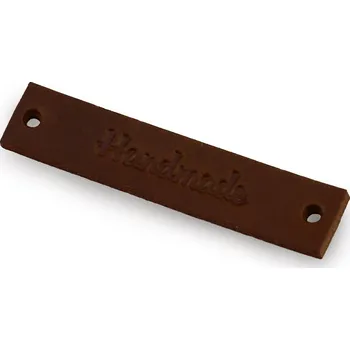 Pro Háčkování Kožený štítek 60x12mm hnědá tmavá handmade