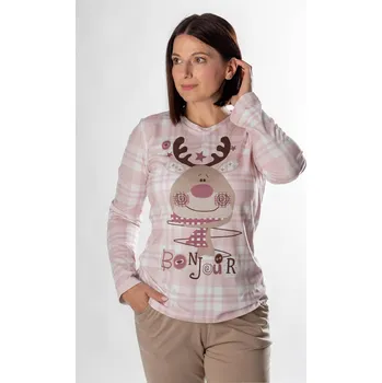 Dámské pyžamo FAVAB Dámské pyžamo s dlouhými rukávy a nátiskem losa MIYARA Karo Velikost výrobku: L