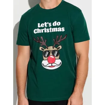 Pánské tričko Sinsay - Bavlněné oversize tričko s potiskem - zelená - 907GP-96X - 907GP-96X-XL