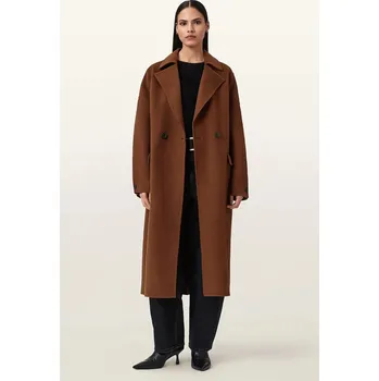 Dámský kabát Kabát s příměsí vlny AllSaints SELLMA W019OD hnědá 82A, vel. 38