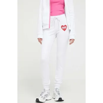 Tepláky Love Moschino bílá barva, s potiskem W.1.424.29.E.2246 00X, vel. 40