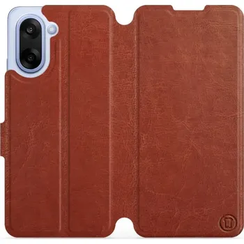 Pouzdro na mobilní telefon Flipové pouzdro Mobiwear - OnePlus Nord CE5 - Hnědé a oranžové (Knížkové flip pouzdro, obal, kryt na mobil OnePlus Nord CE 5 - Hnědé a oranžové, materiál Umělá kůže + TPU - ochrana 360°, stojánek, silikonová vanička, magnetické zavírání)