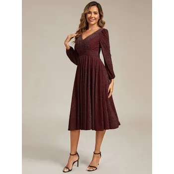 Dámské šaty Ever Pretty luxusní krátké šaty bordové 2523 Velikost: 7XL / 54 / 22 / 26