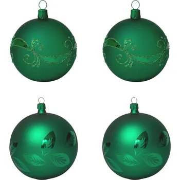 Vánoční ozdoba Koulier Skleněné vánoční ozdoby basic Green - Green lístky, 4 ks