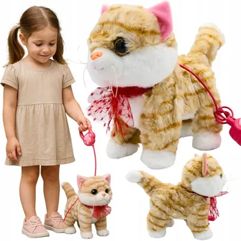 Hračka pro nejmenší INTERAKTIVNÍ KOČKA NA VODÍTKU MŇOUKÁ CHODÍ HRAJE MELODIE PRO DĚTI