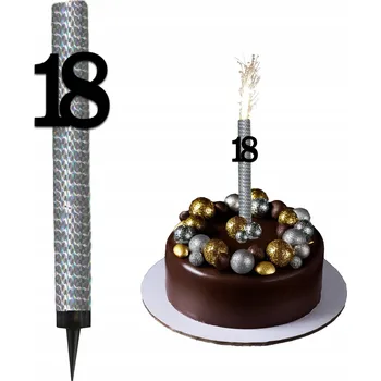 Dortová svíčka Fontána dortový ohňostroj svíčka XL topper k narozeninám 18 LET černá stříbrná