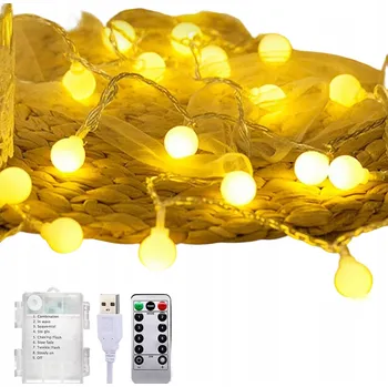 Vánoční světelná dekorace Teplé bílé LED světýlka na šňůře pro stany, kempy a obývací pokoje, 13 m