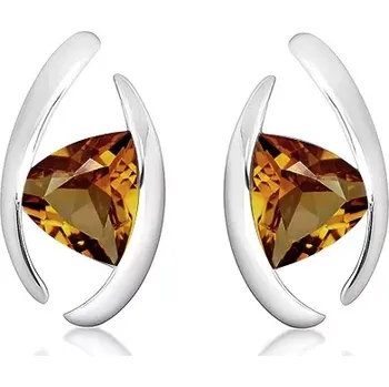 Náušnice Bojana S Cognac Quartz - stříbrné náušnice s quartzem