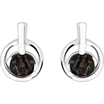 Náušnice Elka S Smoky Quartz - stříbrné náušnice s quartzem