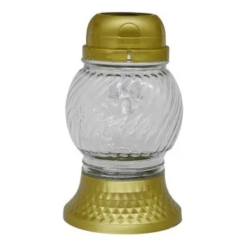 Svíčka Madona Hřbitovní Sklo LED 17cm baňka zlatá