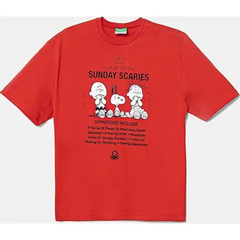 Dětské bavlněné tričko United Colors of Benetton 3X1SC10NI.G.Seasonal červená 33X, vel. 130