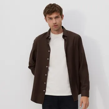 Pánská košile Reserved - Košile slim fit z egyptské bavlny - tmavě hnědá - TH539-89X - TH539-89X-M