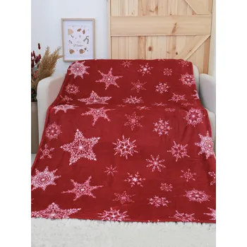 deka MKLuzkoviny.cz Deka mikroplyš Exclusive 150 × 200 cm Sněhové vločky červená