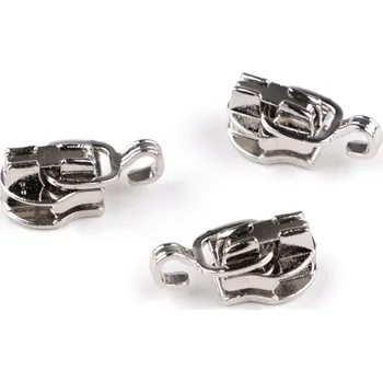 Zip Jezdec ke spirálovým zipům No 3 s háčkem na přívěsek Varianta: 1 nikl, Balení: 3 ks 58962/150991/271812