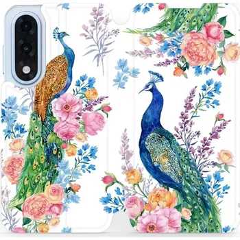 Pouzdro na mobilní telefon Flipové pouzdro Mobiwear - OnePlus Nord 5 - MX08S Pávi (Knížkové flip pouzdro, obal, kryt na mobil OnePlus Nord 5 - MX08S Pávi, materiál Umělá kůže + TPU - ochrana 360°, stojánek, silikonová vanička, magnetické zavírání)