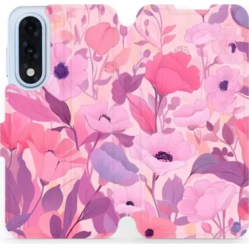 Pouzdro na mobilní telefon Flipové pouzdro Mobiwear - OnePlus Nord 5 - VP74S Růžové květy snů (Knížkové flip pouzdro, obal, kryt na mobil OnePlus Nord 5 - VP74S Růžové květy snů, materiál Umělá kůže + TPU - ochrana 360°, stojánek, silikonová vanička, magnetické zavírání)