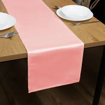 ubrus Saténový běhoun na stůl polyesterový Satén LUX-061 Světle korálově růžový 20x120 cm