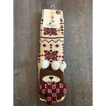 Dámské ponožky Dámské domácí ponožky ABS s Vánočním vzorem Barva: medvěd, Velikost: 35-38 (23-25)